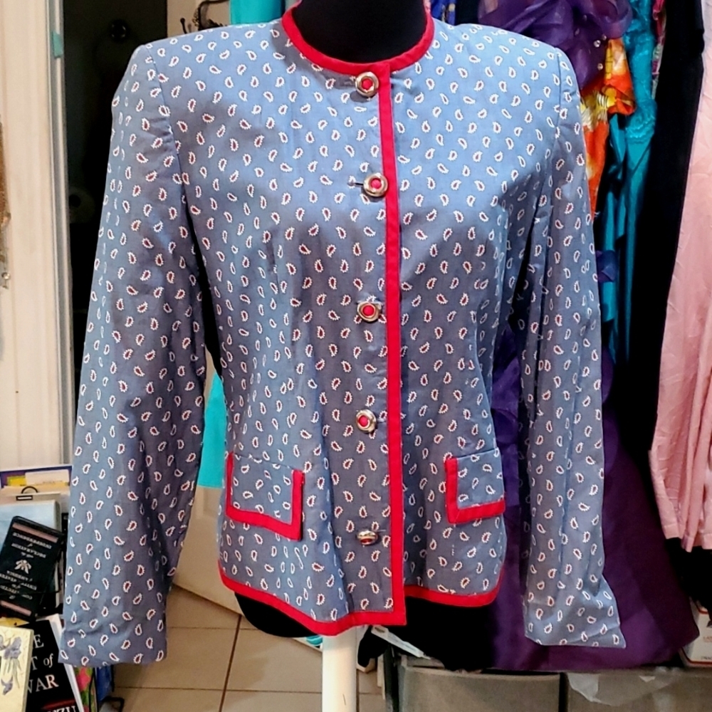 Vintage paisley Jacket with red trim